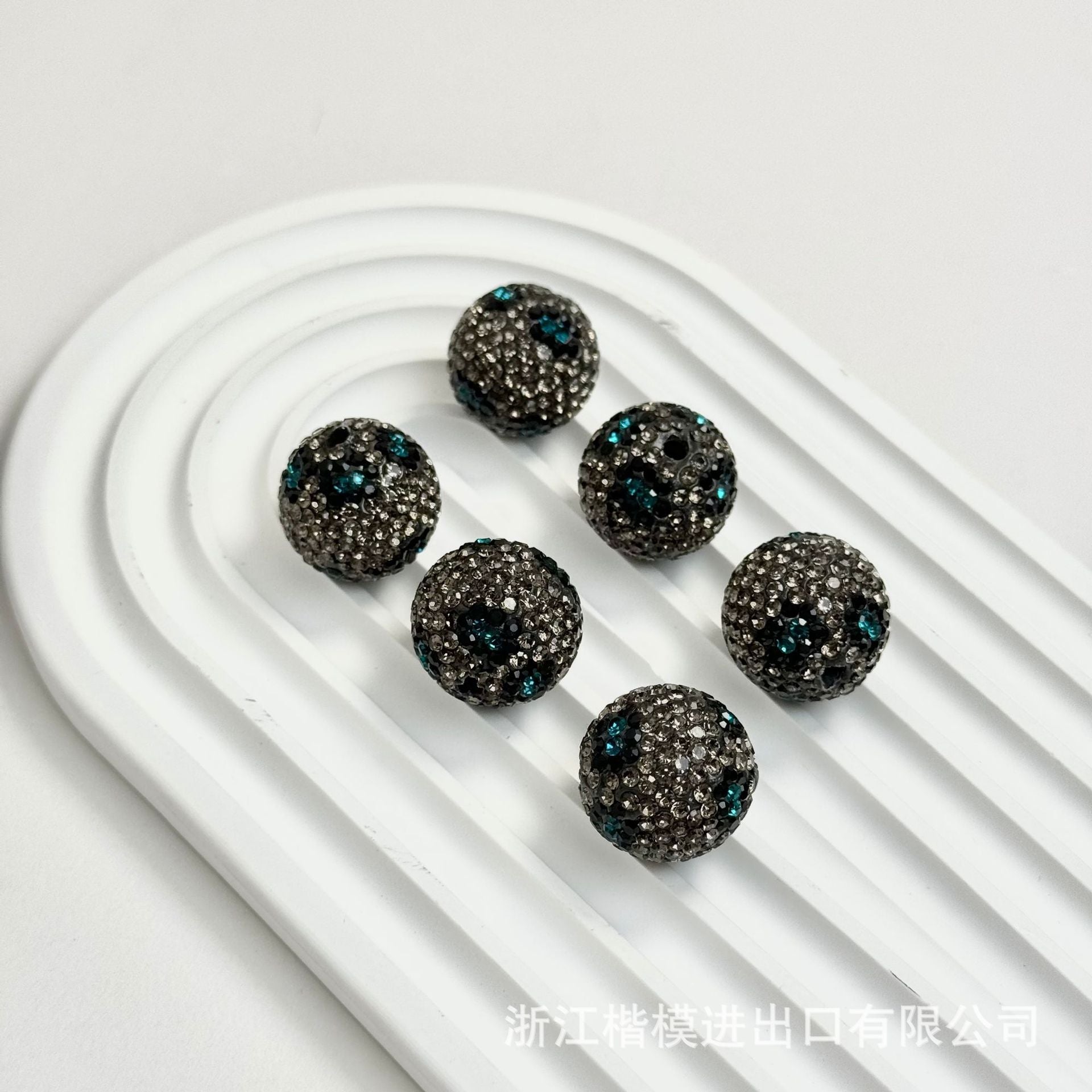 Wholesale 50PCS DIY Leopard Print Ball Hollow Rhinestone Ball Spacer Beads